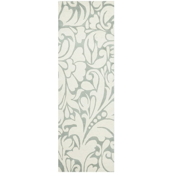 SAFAVIEH Soho Hunter Floral Wool Runner Rug, Blue/Ivory, 2'6" x 6'