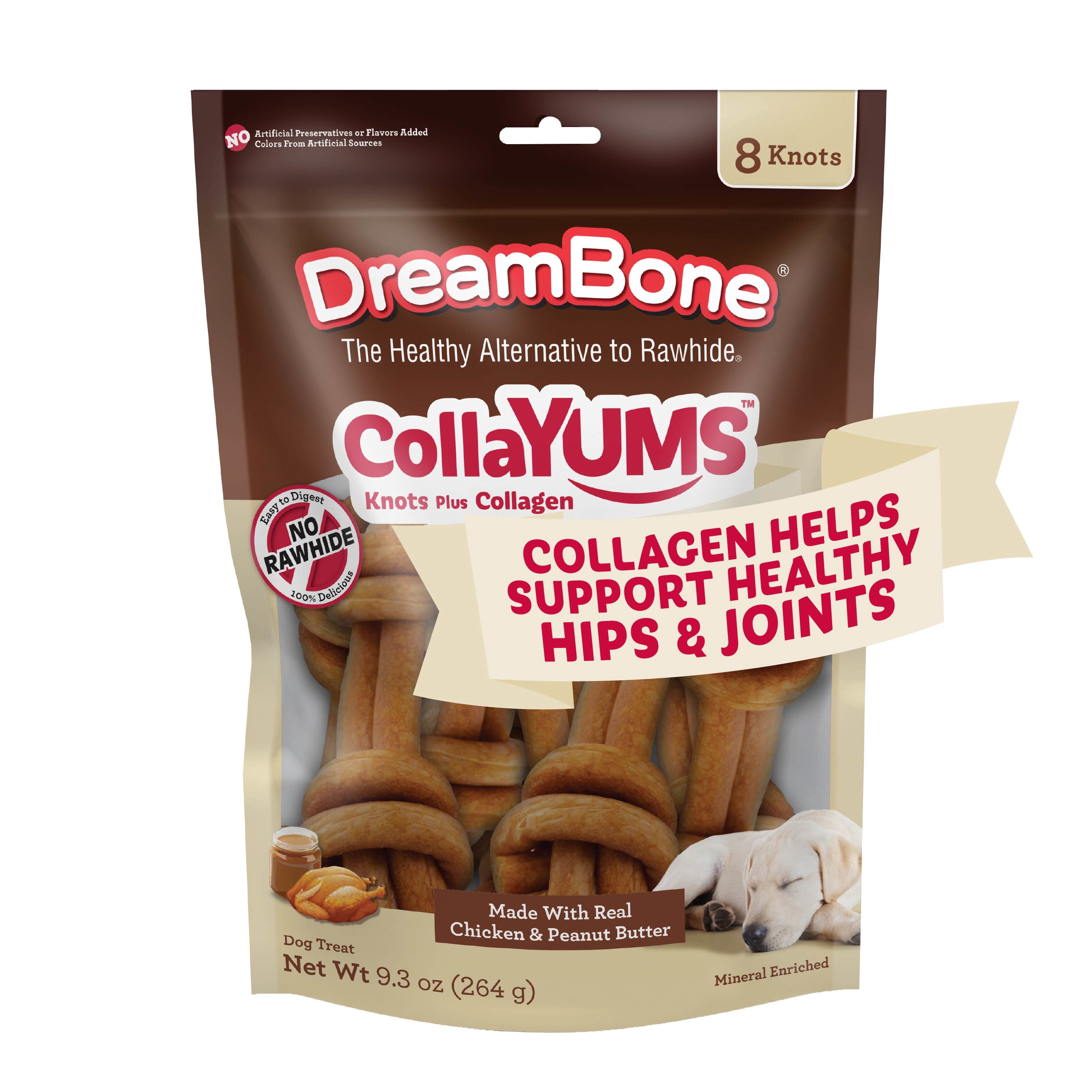 (4 pack) DreamBone CollaYUMS Knots Plus Collagen Rawhide-Free Chews for Dogs, 8 Count