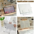 thumbnail image 7 of Acrylic Book Stand for DIY Reading Adjustable Tabletop Acrylic Bookshelf Stand Clear Foldable Desktop Ricer Book Display Easel for DIY Books Magazines Sheet Music Laptop 28x19.9cm, 7 of 7