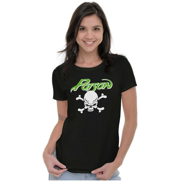 Brisco Brands - Poison Tees Shirts Tshirts For Womens Licensed Skull Crossbones Rock N Roll