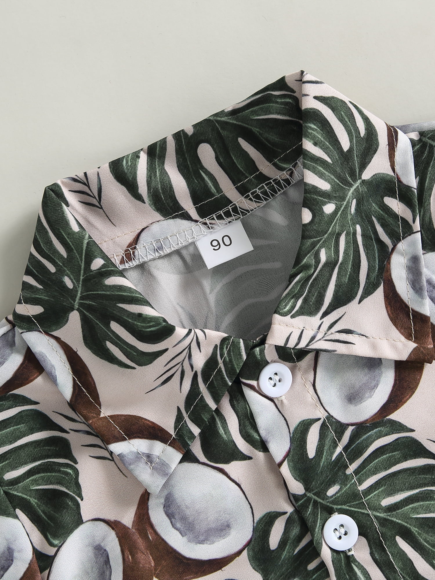 2-piece Toddler Boy Leaf Print Button Design Henley Shirt and Pants Set