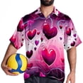 thumbnail image 4 of Valentine's Day Love ECG Men's Hawaiian Poplin Casual Printed Button Down Short Summer Beach Shirts, Unisex, 4 of 6
