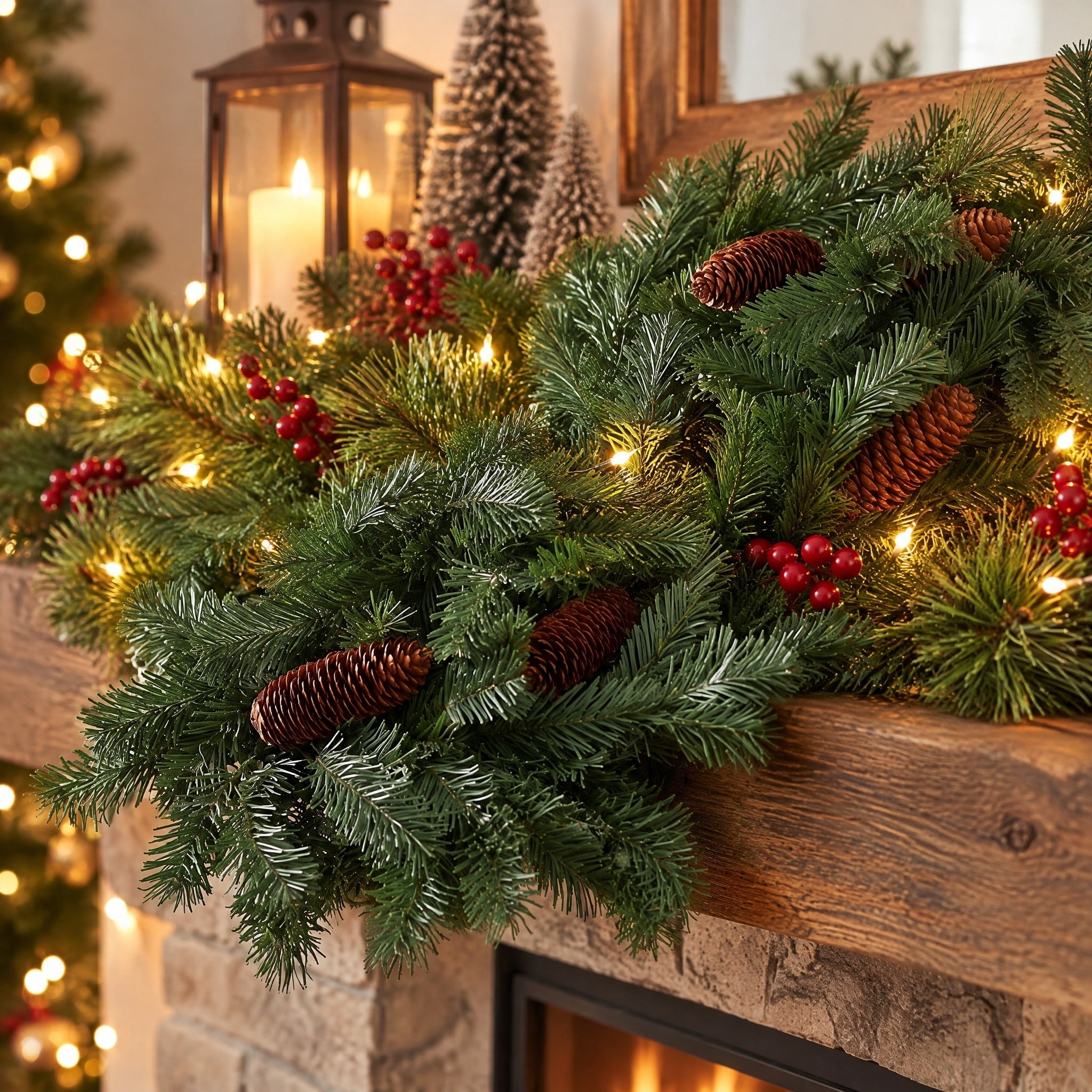Western Evergreen Unlit Artificial Christmas Garland, Green, 9', by Holiday Time