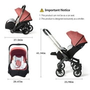Cochildor Citi 2.0 Pro Baby Stroller, Parent-Facing with 3 Modes, Adjustable Handle, Extendable Seat Panel Standard Stroller, Pink