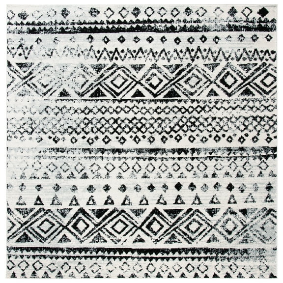 SAFAVIEH Mercer Sabella Geometric Area Rug, Ivory/Charcoal, 6'7" x 6'7" Square