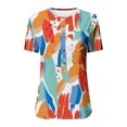 thumbnail image 4 of Mujer Verano Casual Manga Corta Camiseta Botón Cuello Redondo Jersey Blusa Tops OAVQHLG3B Store  lin121212, 4 of 5