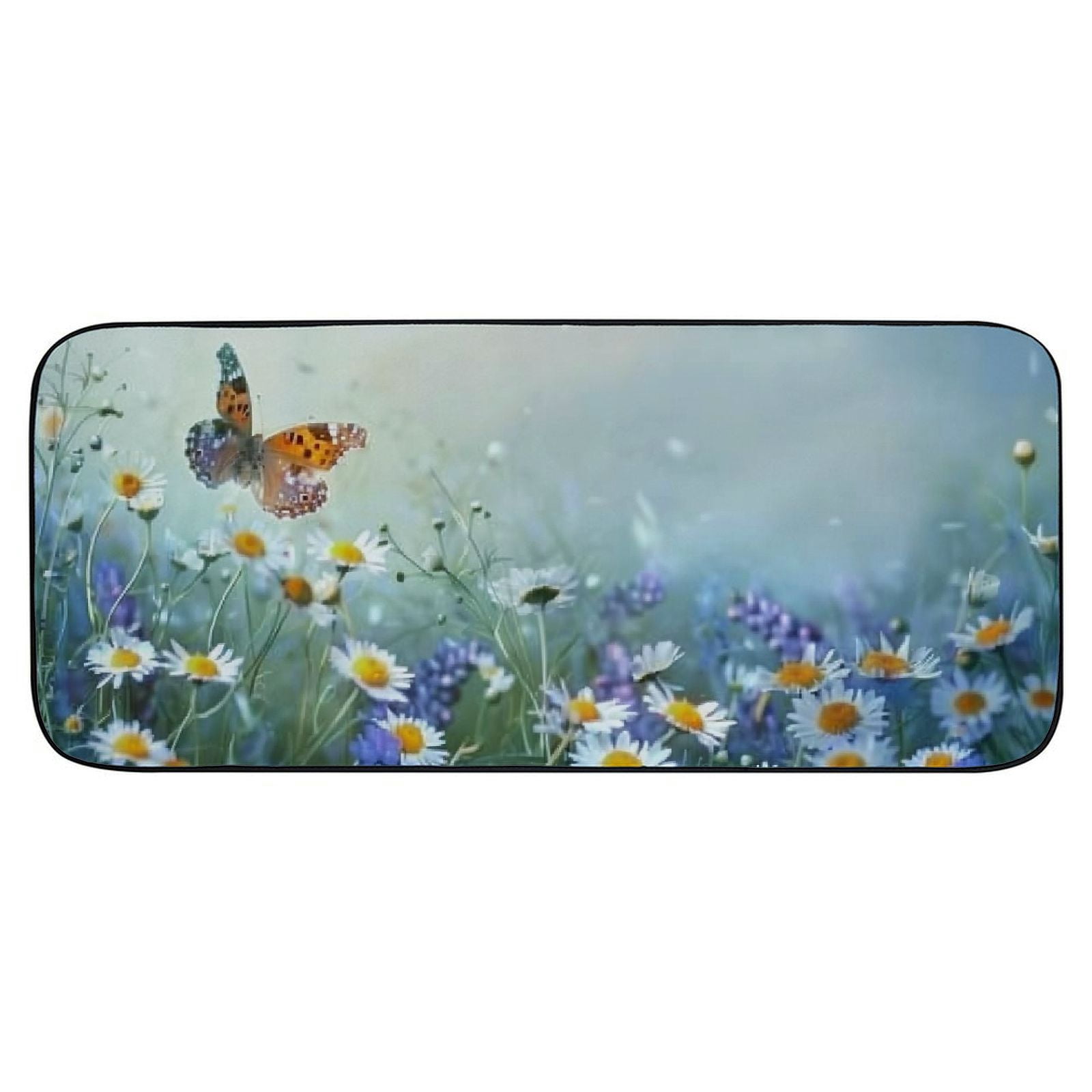 Qinduosi Daisies Door Mat, Butterfly Welcome Doormat Decorative Home Floor Mat,Non Slip Rubber Back and Water Absorption for Outdoor Indoor Entrance Decor 19.68*47.24 in