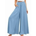 thumbnail image 1 of Pantalones Casuales de Cintura Alta para Mujer, de Color Liso, Largos y Anchos, con Bolsillos, para y Otoño. Azul XXL, 1 of 8