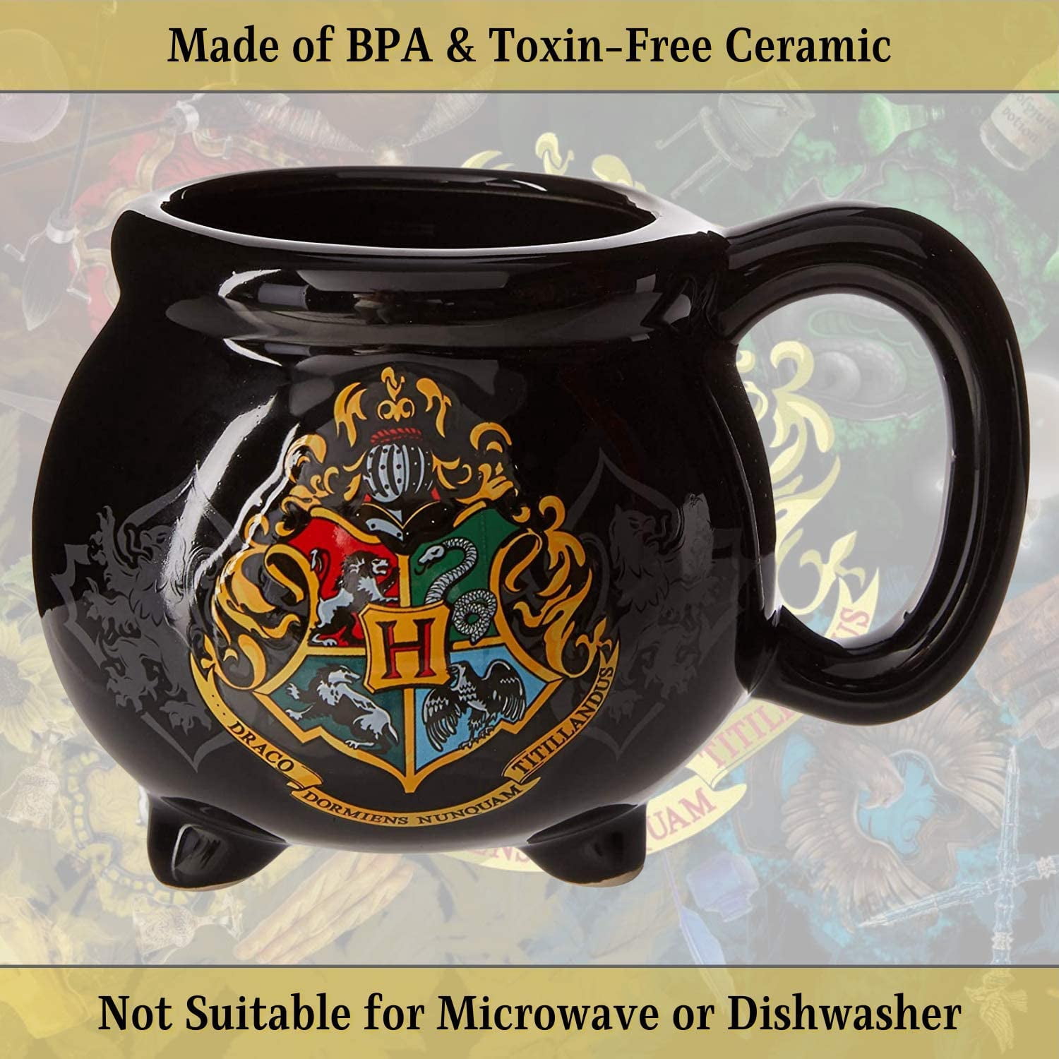 Warner Bros Harry Potter Hogwarts School Crest Cauldron 3D Sculpted Ceramic Coffee Mug, 20 Ounces