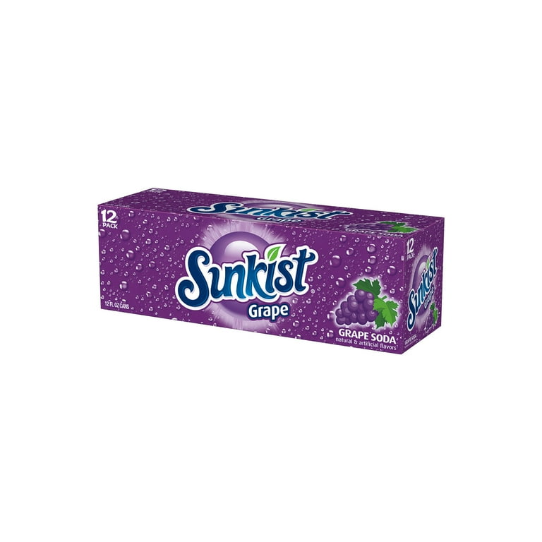 Sunkist Caffeine Free Grape Soda, 12 fl oz Cans, 12 Pack