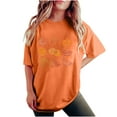 thumbnail image 2 of LEBONYARD Womens T Shirts Clearance Clothes $5,Women's Fashion Summer Round Neck Drop Sleeves Leisure Short Sleeve Fruit Printing Tops Orange L, 2 of 7