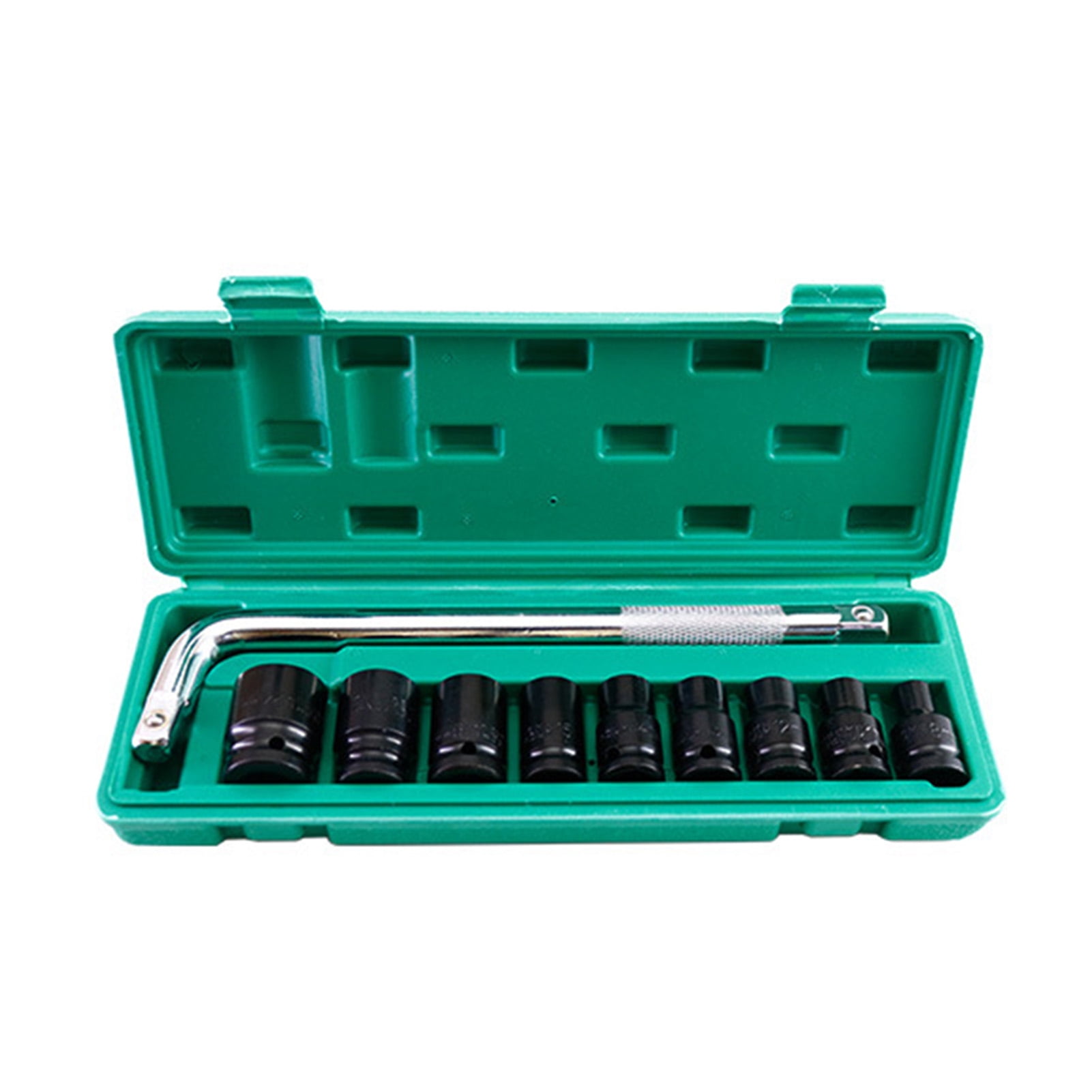 Tignapoo Douille à Impact Électrique 1/2 Pouces avec Clé en L et 9 Douilles (8 mm-24 mm) - Trousse d'Outils en Acier de 10 Pcs, Type E, Noir
