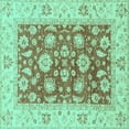 thumbnail image 1 of Ahgly Company Indoor Square Oriental Turquoise Blue Traditional Area Rugs, 7' Square, 1 of 4