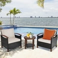 thumbnail image 3 of Costway 3 Piece Rattan Outdoor Patio Dining Set wth Cushion, Beige, 3 of 12