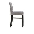 thumbnail image 4 of Homy Grigio Gray Fabric Tufted Modern Upholstered 24 inch Bar Stools with Full Back and Black Solid Wood Legs sets of 2, 4 of 5