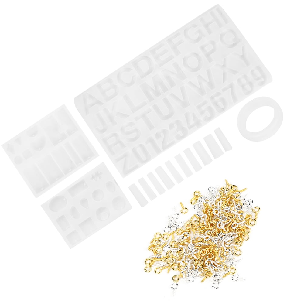 Yajisi 214-Piece Silicone Casting Molds Set, DIY Resin Earring Pendant Jewellery Making Kit for Crafting Accessories, Includes Alphabet & Bracelet Moulds (8.66 inches / 22.0 cm)