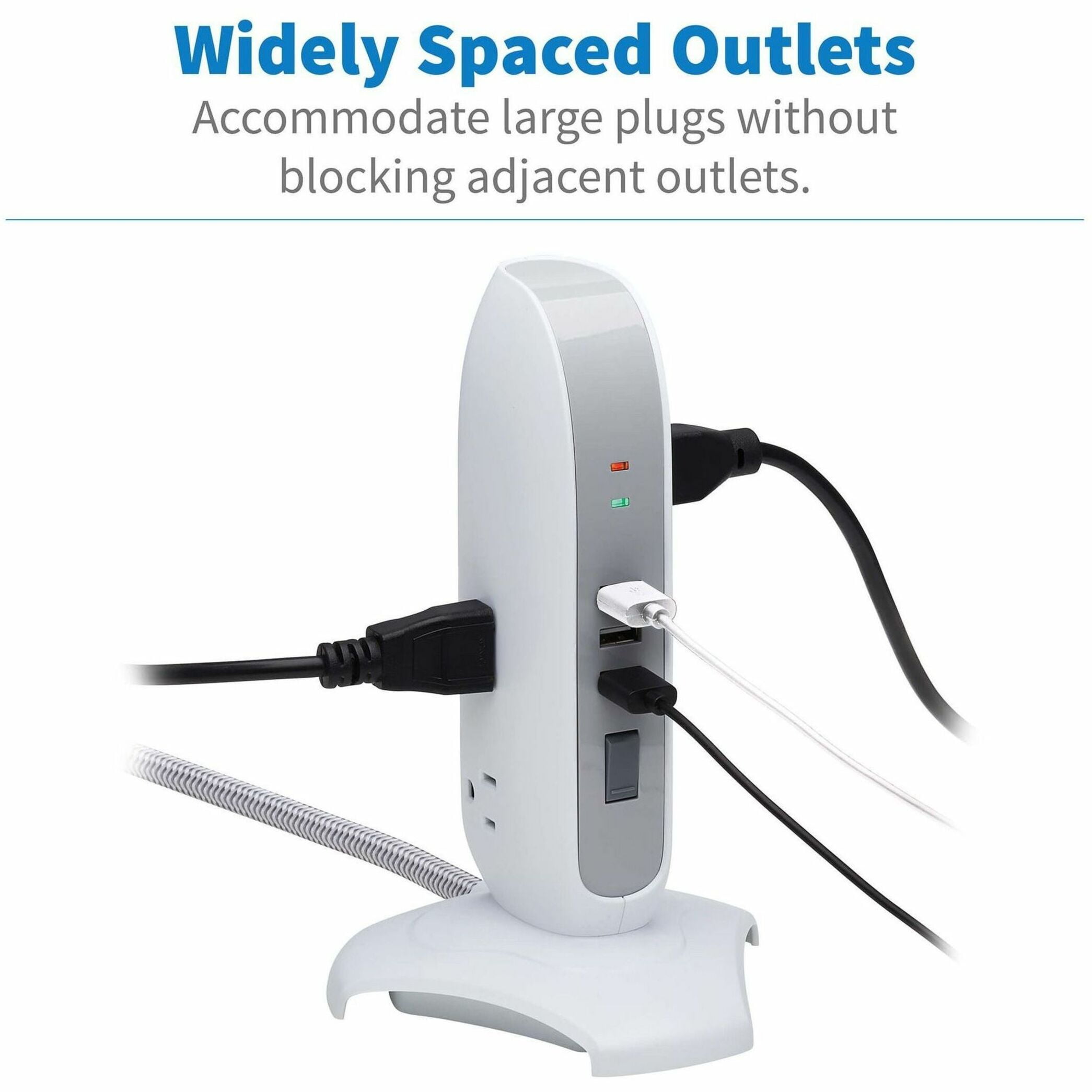Tripp Lite Surge Protector Tower 5-Outlet 3 USB Ports 6ft Cord 5-15P White