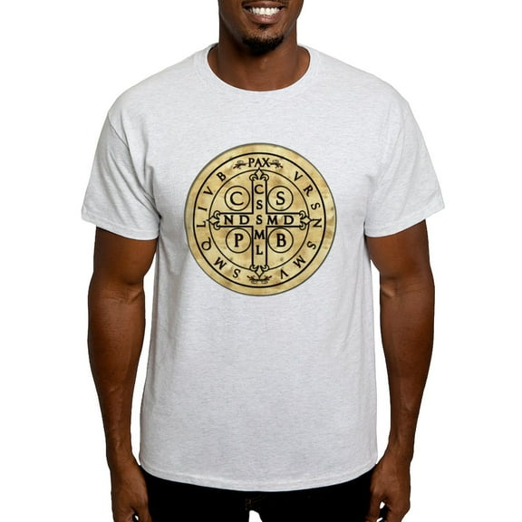 CafePress - St Benedict Medal: Latin Translation Light T Shi - Light T-Shirt - CP