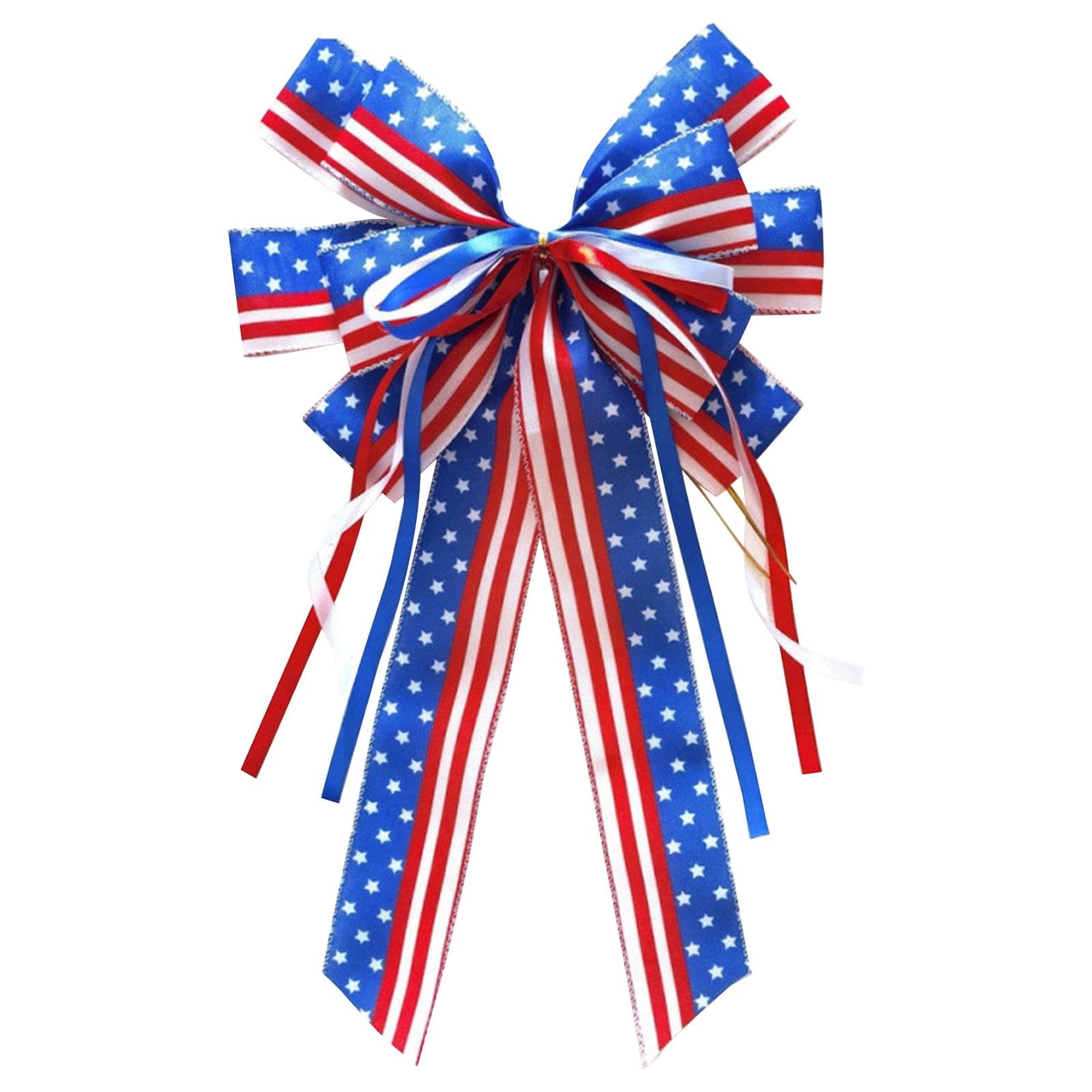 Dusknt Patriotic Fourth of July Bow Decoration Red White Blue Ribbon Bow for Wreath Door Party Decor IndePandence Day Holiday Hanging Ornament 5 Pc