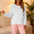 thumbnail image 5 of Pajamas for Women Set Fleece Pajamas Tops Long Sleeve Thermal Pullover Winter Warm Crewneck Shirts Soft Fuzzy Loungewear, 5 of 6