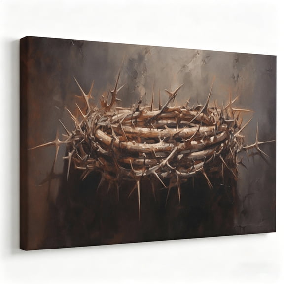 Crown of Thorns Canvas Wall Art Christian Easter Oil Painting Religious Spiritual Living Room Church Decor Print Ready to Hang 8*12