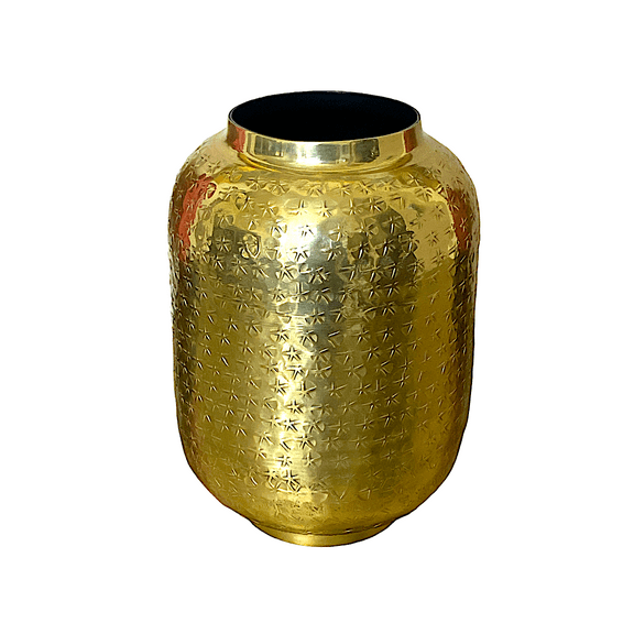 Metal Antique Gold Vase Modern Decor Decorative For Flowers Buds Succulent Living Fake Plants Greenery 8" x 6"