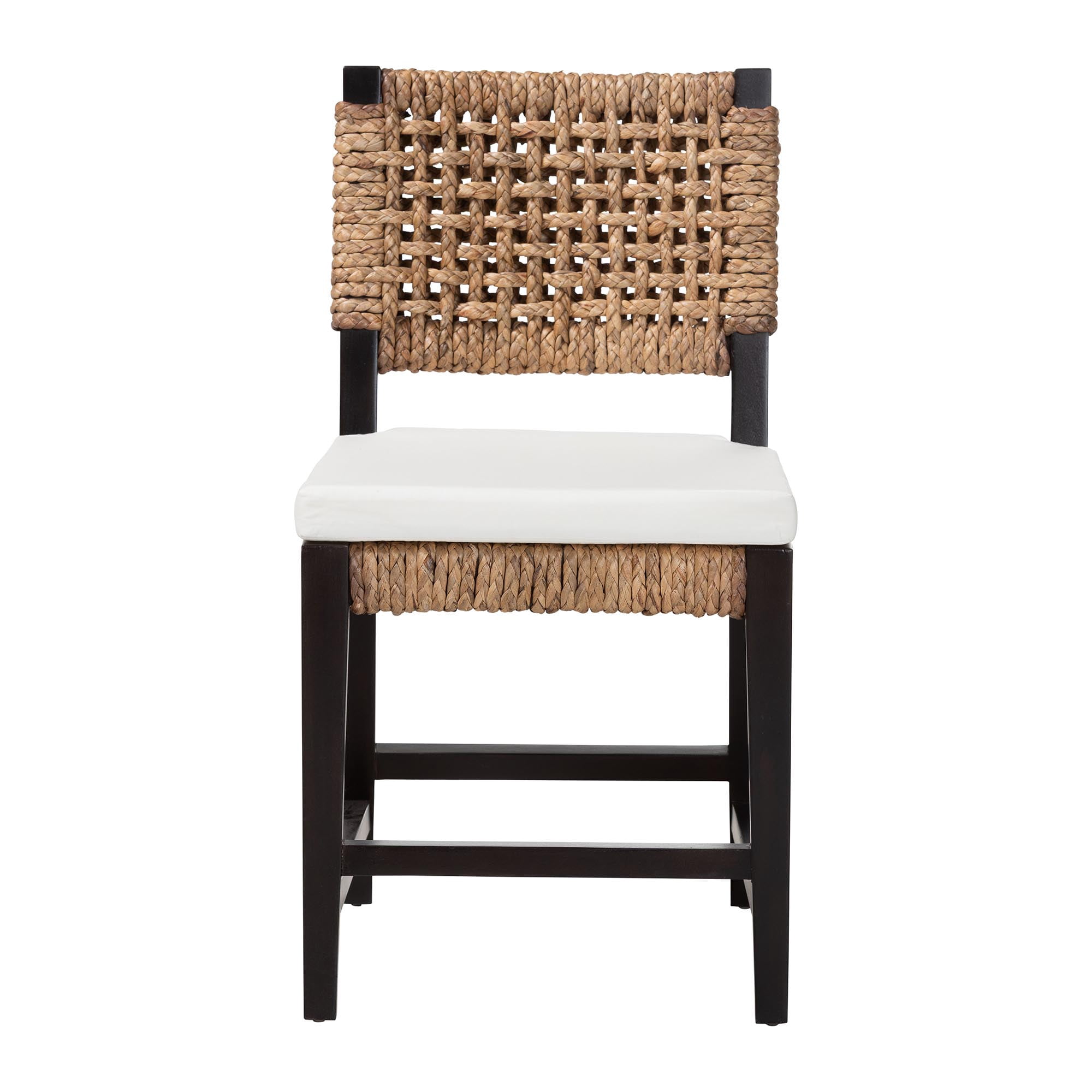 bali & pari Alise Mahogany wood and Seagrass BOHO Dining Chair, Natural Brown