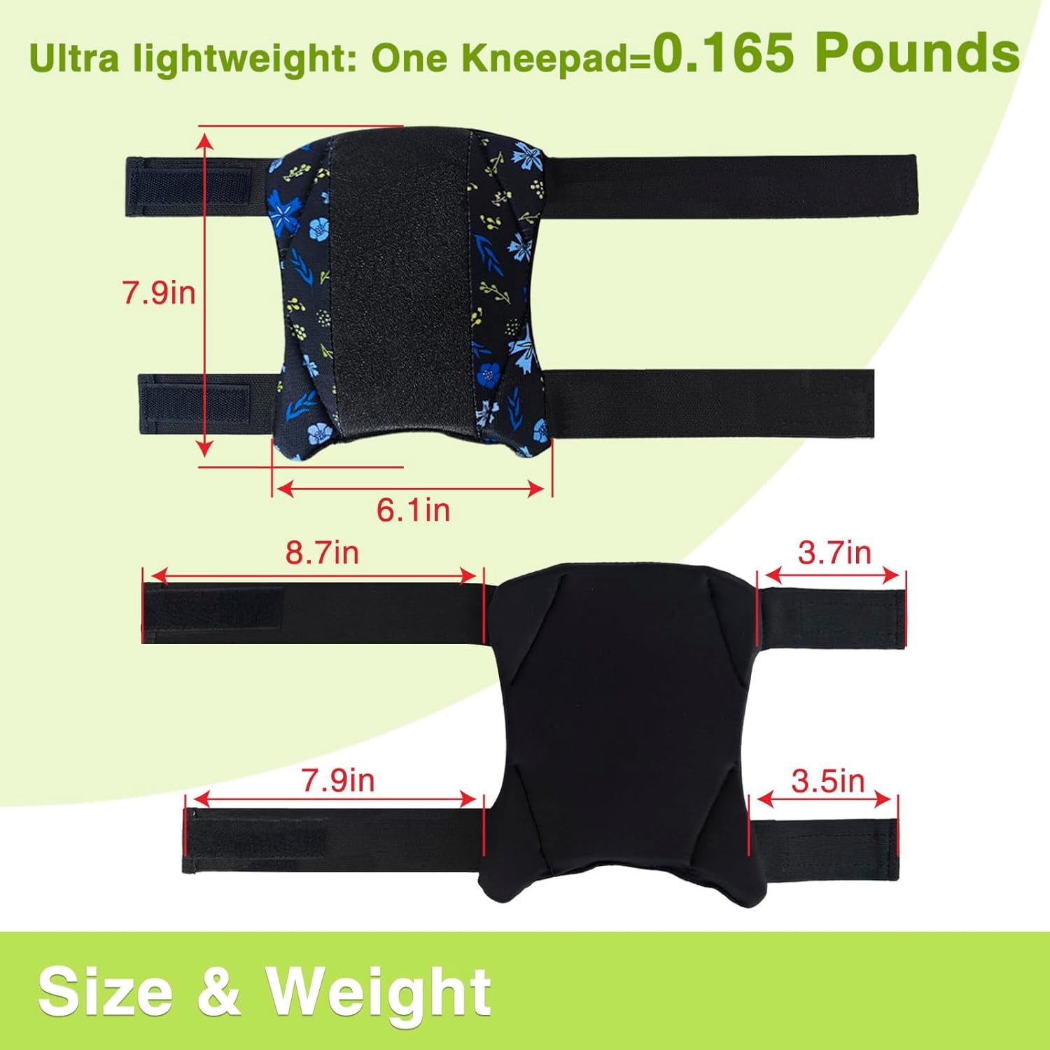 Garden Knee Pads for Women, Lightweight Waterproof Anti-slip Leather Foam Knee Protector for Gardening, Flooring, Cleaning & Housework, Blue Flower