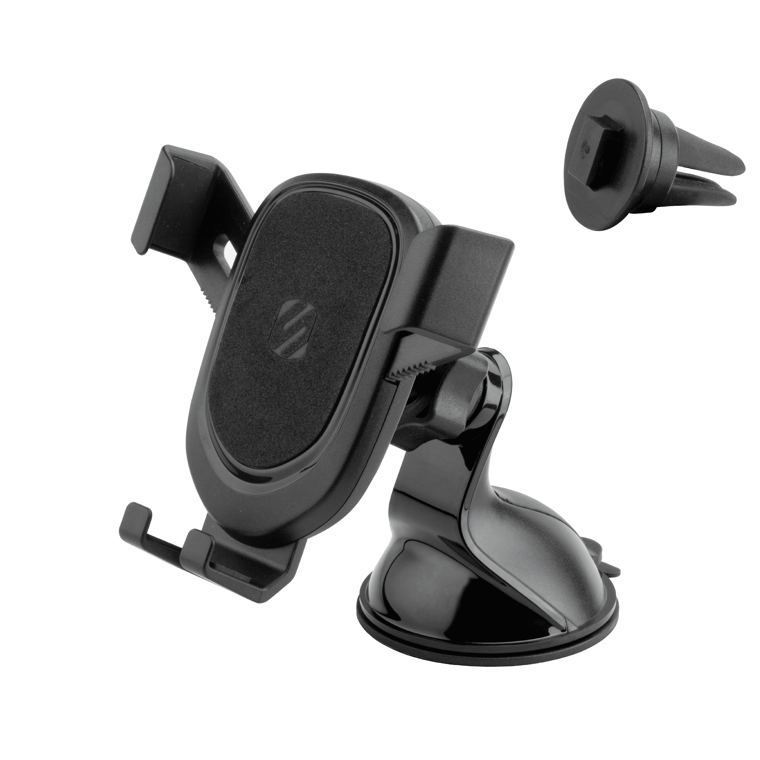 Scosche GHVWD Gravity Drop 3-in-1 Suction Cup or Vent Car Mount, Dash Mount, Suction Mount, and Vent Clips Adjustable Rotating Mount, Black
