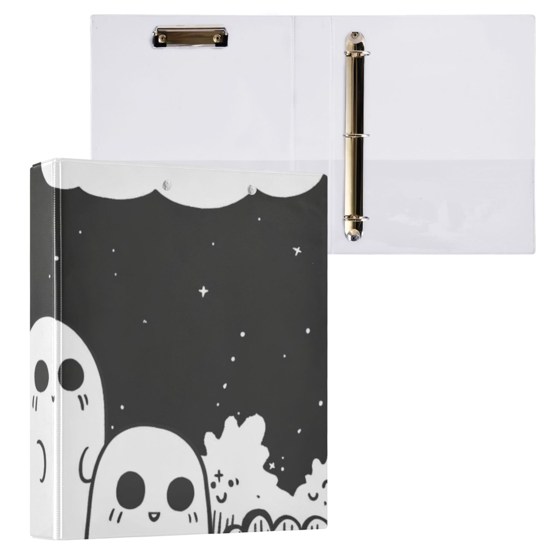 Gosts Clouds 3 Ring Binders 1.5 inch Hardcover File Folders with Interior Pockets A4 Size Organizer for School Office Hospital