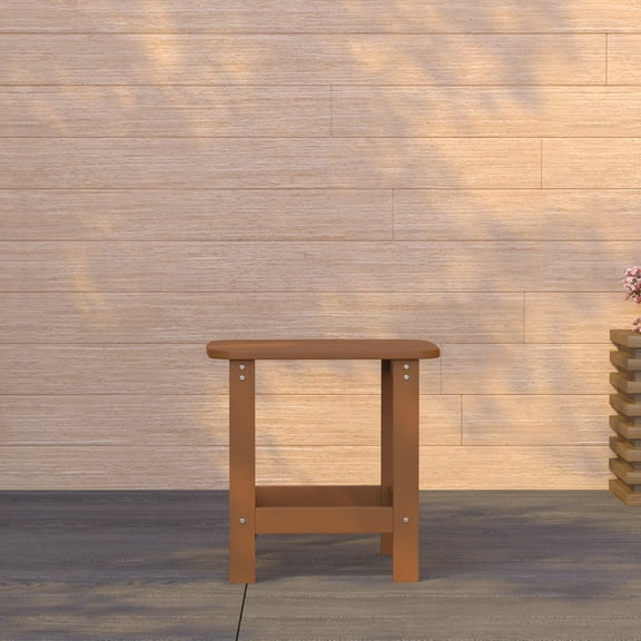 Merrick Lane Poly Resin Indoor/Outdoor All-Weather Adirondack Side Table in Teak