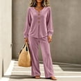 thumbnail image 6 of LYEAA Womens Velour Tracksuit Sets Two Piece Sets Long Sleeve V Neck Tops Wide Leg Pant Casual Workout Outfits, 6 of 7