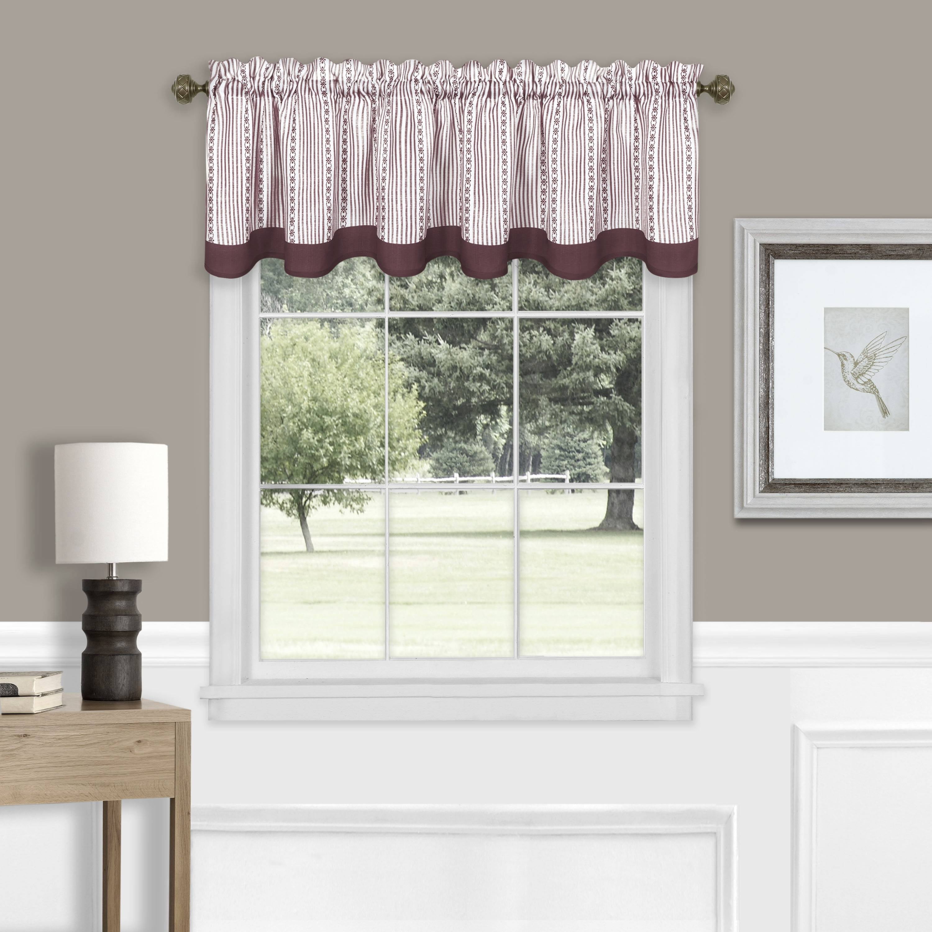 Burgundy Scalloped Edge Polyester Rod Pocket Valance