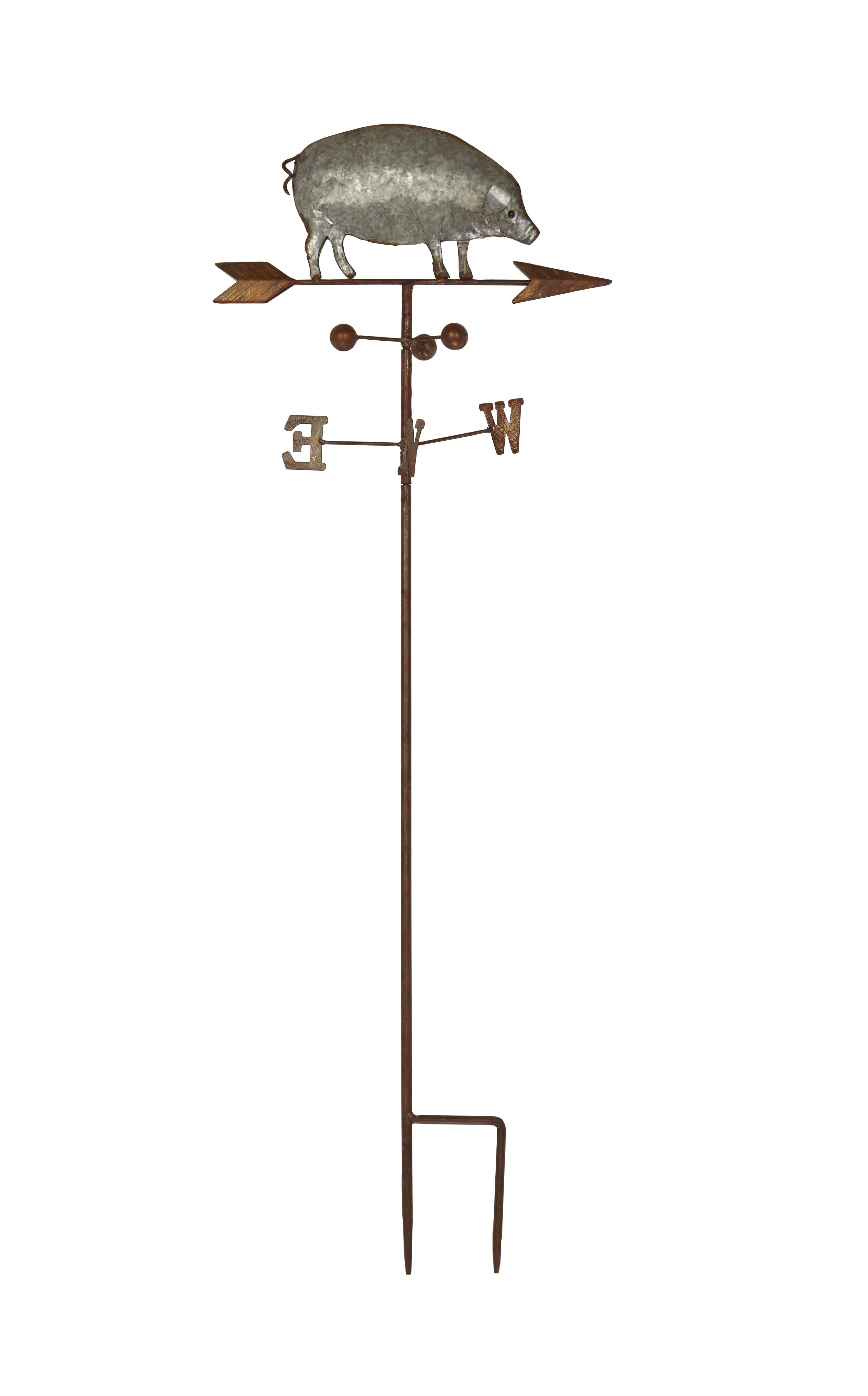 Decmode Farmhouse Iron Pig On Weathervane Decorative Trellis, Gray by DecMode
