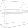 thumbnail image 4 of White Metal Twin over Twin Bunk Bed with Ladder, Space Saving Design for Compact Rooms, Sturdy Frame & High Safety Guardrail, 4 of 10