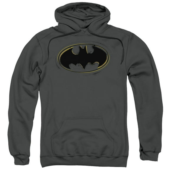 Batman Spray Paint Logo Adult Pullover Hoodie Sweatshirt Charcoal