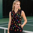thumbnail image 4 of KEIAHUAN Dog Paw Prints Women Golf Tank Tops Trendy Soft Racerback Athletic Sleeveless Tops with 2 Side Pockets Moisture Wicking Quarter Zip Workout Tennis T-Shirts, 4 of 7