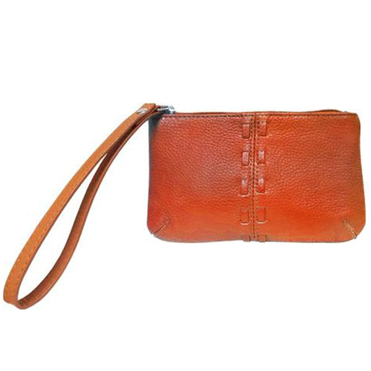 SILVERFEVER Cowhide Leather Wristlet Purse Wallet Whipstitched Detail (Red) - www.bagssaleusa.com