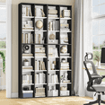 thumbnail image 3 of Hiphuta 2PCS 7-Tier Double Wide Media Tower Rack, 71 X 20 X 9 Inches CD DVD Slim Storage Cabinet with Adjustable Shelves, Tall Narrow Bookcase Sturdy Display Bookshelf for Home Office, Black & White, 3 of 7