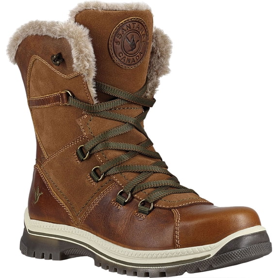 Women's Santana Canada Majesta Luxe Short Waterproof Boot Cognac/Green Leather 11 M