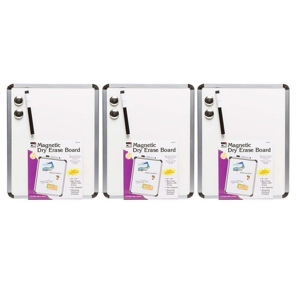 Charles Leonard Framed Magnetic Dry Erase Board with Accessories, Silver, 11 Inch x 14 Inch, 12 Pieces