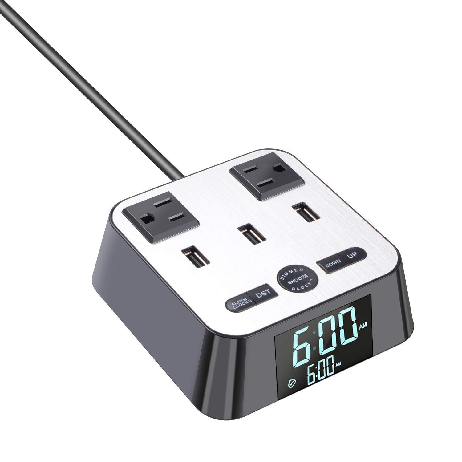 Digital Alarm Clock For Bedroom Charger W 3 Usb Ports And 2