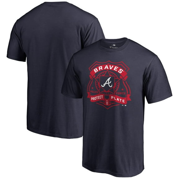 Men's Navy Atlanta Braves Police Badge T-Shirt