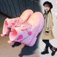 thumbnail image 3 of Trendy Cute Ankle-high Plus Fleece Boots For Girls Kids, Comfortable Non Slip Lace Up Boots For Indoor Outdoor Travel, Autumn And Winter, 3 of 8