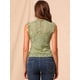 thumbnail image 5 of Blusa sin mangas semitransparente con volantes de encaje para mujer Verde XS, 5 of 6