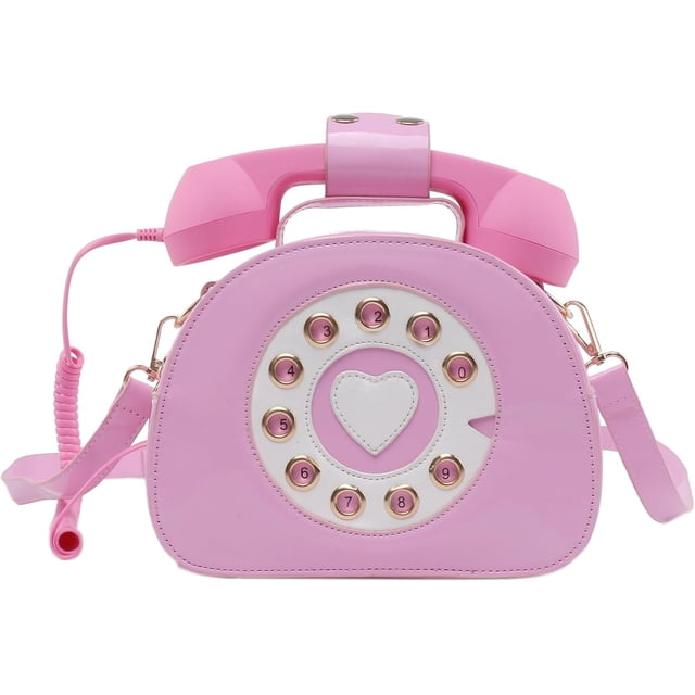 LHSHIDU Fozehlad Novelty Telephone Shaped Shoulder Bag Funny Retro Phone Crossbody Bag Totes Chain Purse