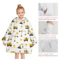 thumbnail image 6 of Cartoon Construction Vehicles Stars White Pattern Blanket Hoodies for Kids 6-13YR Oversize Wearable Blanket Hoodies for Boys Girls Teens, 6 of 7
