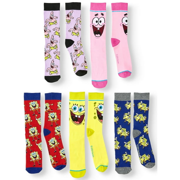 Spongebob Squarepants Men S Spongebob Squarepants 5 Pack Socks Walmart Com Walmart Com