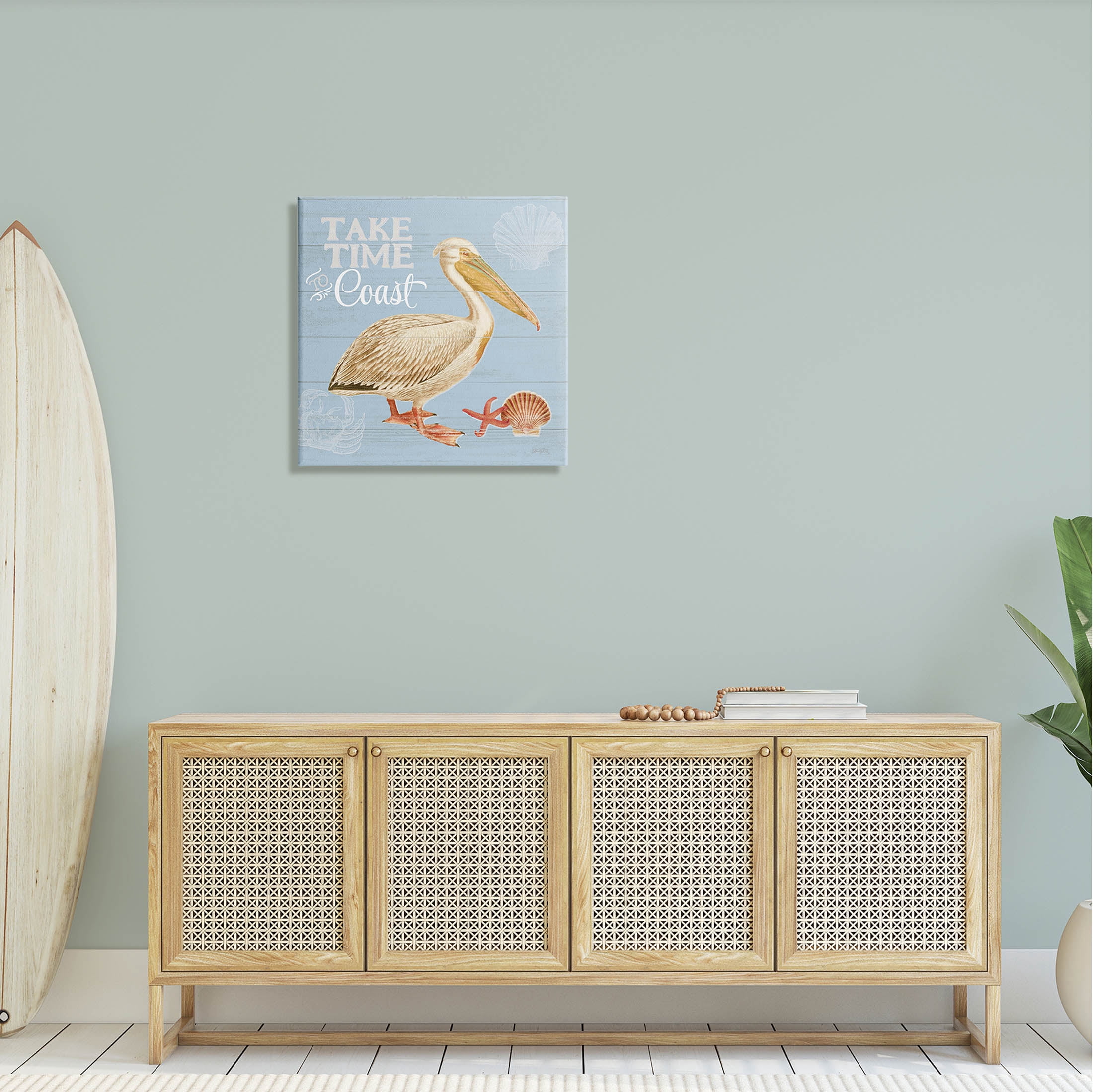 Stupell Industries Time To Coast Nautical Pun Pelican Graphic Art Gallery Wrapped Canvas Print Wall Art, Design by Katie Pertiet