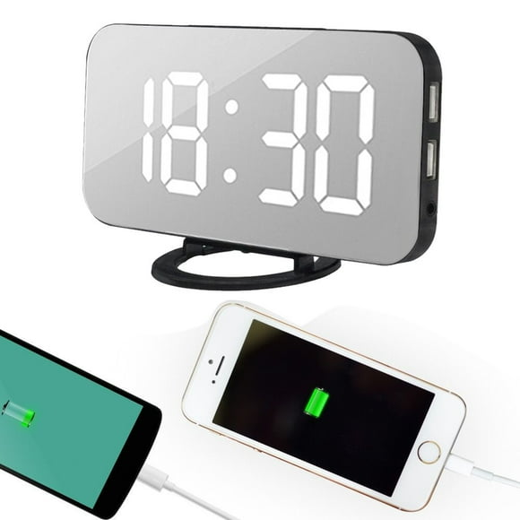 EGNMCR Alarm Clock Wall Clock LED Digital Alarm Clock With USB Port For Phone Charger Touch-Activited Snooze LED clock